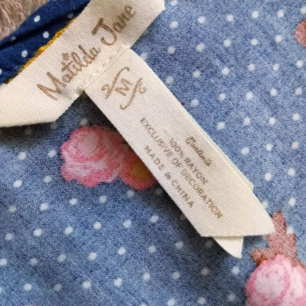 Matilda Jane Long Sleeved Blouse Navy Blue Polka Dots Flowers - Picture 8 of 8
